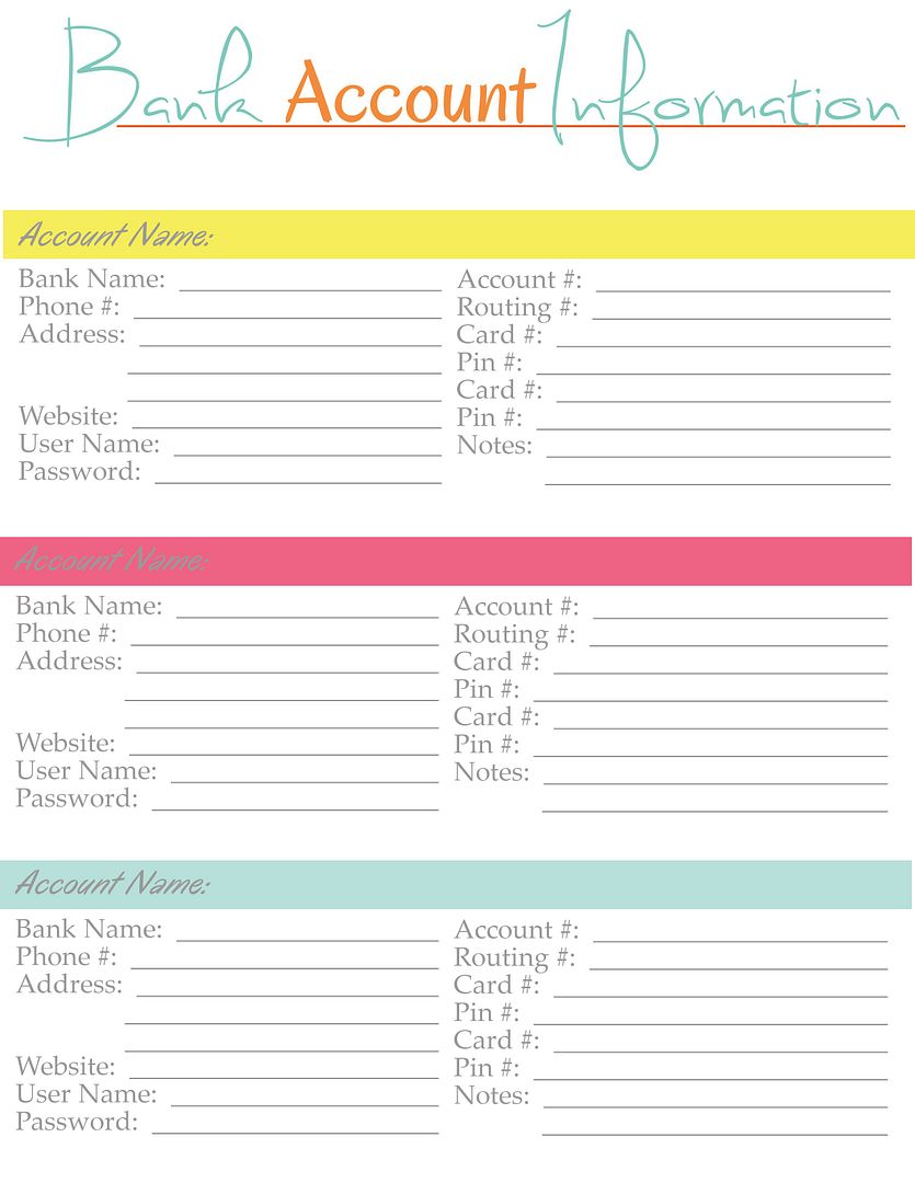 Home Management Binder Account Information DIY Home Sweet Home